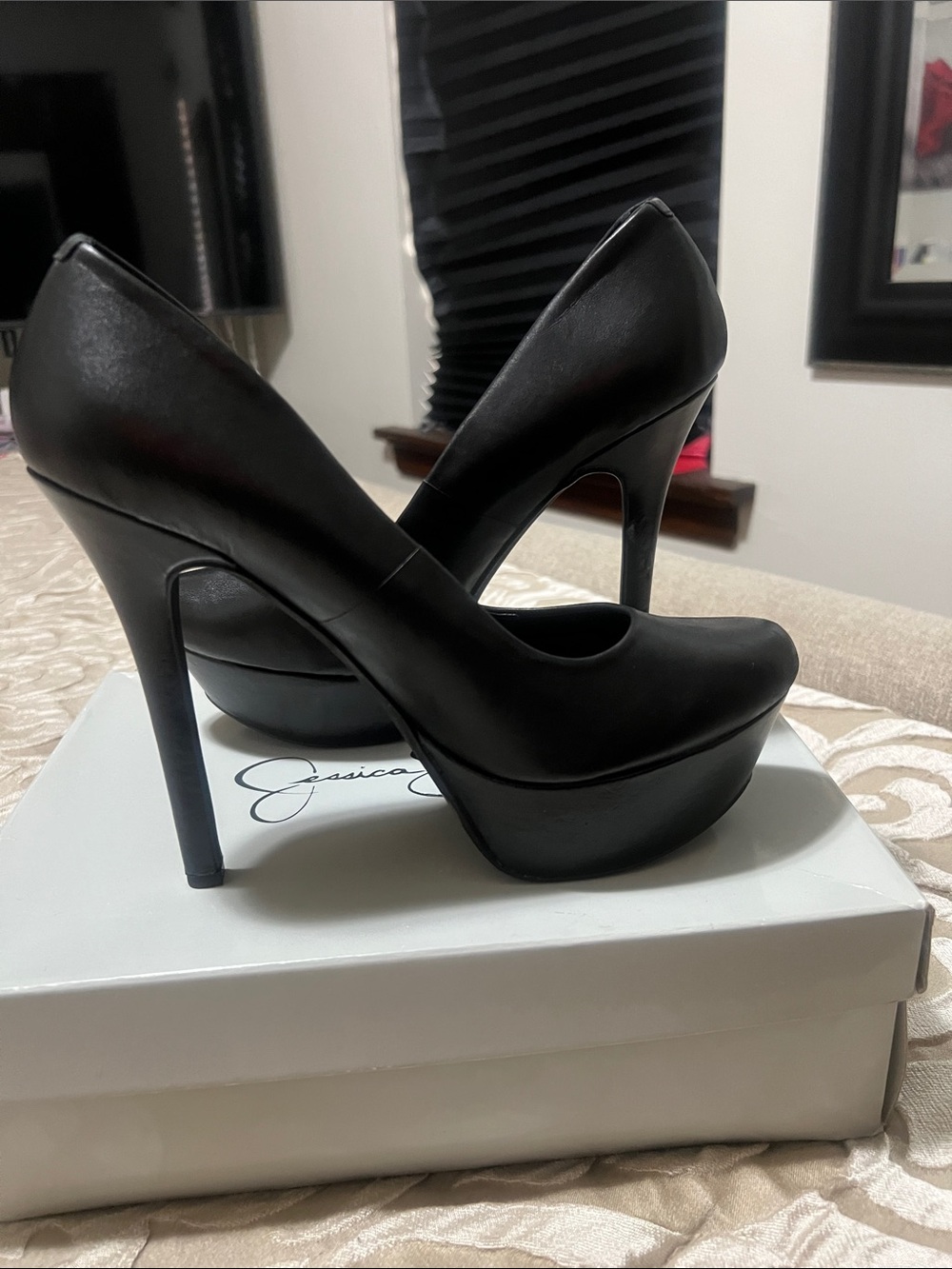 Jessica Black Platform Stiletto Heels - Sleek Evening Pumps
